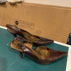 Nine West Brown Slingback Heels